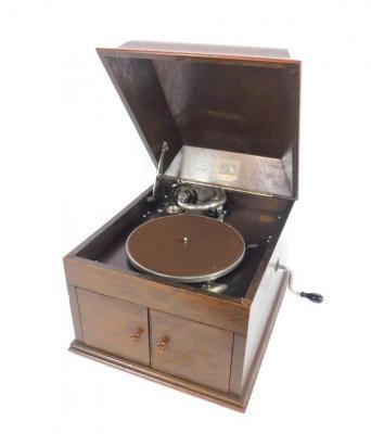 An HMV model 109 oak cased table top gramophone