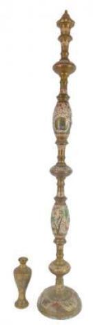 An Indian brass and painted standard lamp