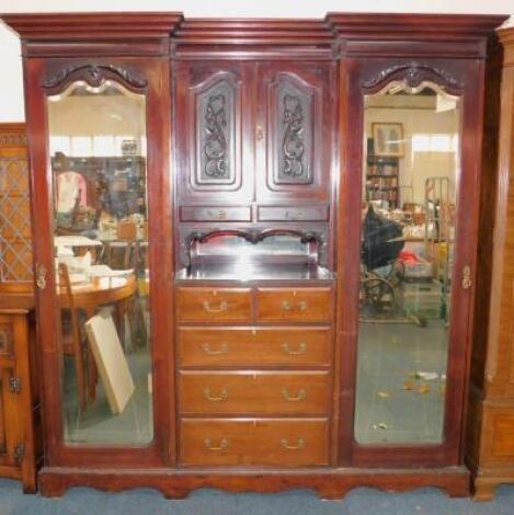 A Victorian mahogany compactum wardrobe