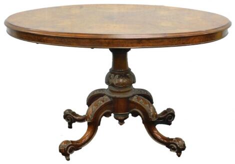 A Victorian burr walnut breakfast table