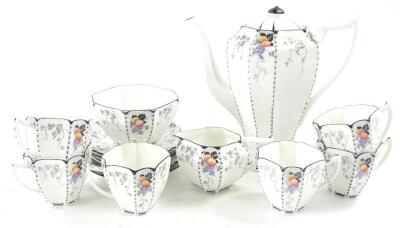 A Shelley porcelain Art Deco style part coffee service