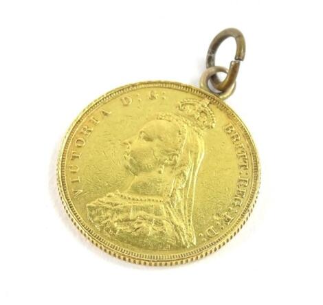 A Victorian full gold sovereign pendant