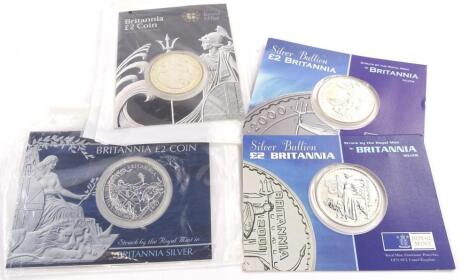 Four silver Britannia coins 2007