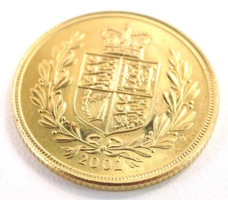 A 2002 full gold sovereign.