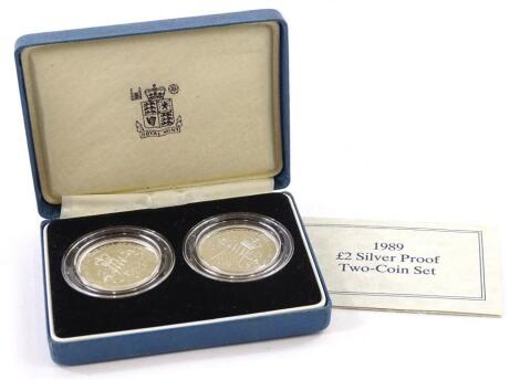 The 1989 two pound silver proof twin coin set