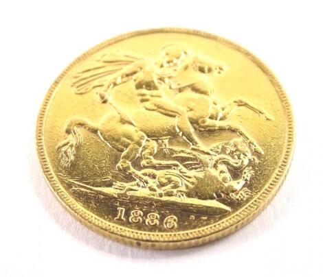 An 1886 full gold sovereign