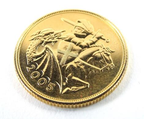 A 2005 St George and The Dragon full gold sovereign.