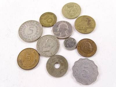 A collection of foreign nickel silver bronze and other coins etc. - 3