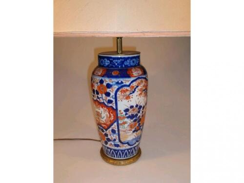 A 19thC Japanese Imari vase converted to a table lamp