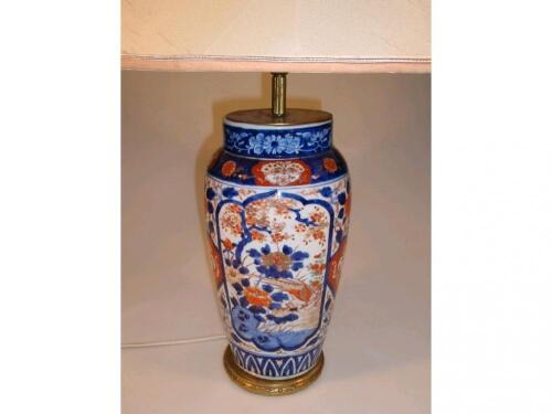 A 19thC Japanese Imari vase converted to a table lamp