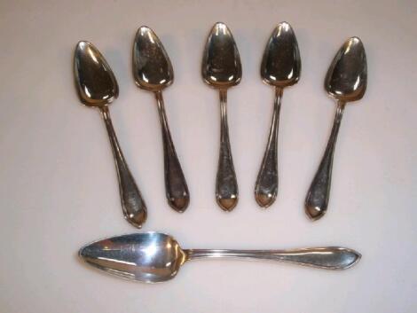 A set of six George VI silver grapefruit spoons