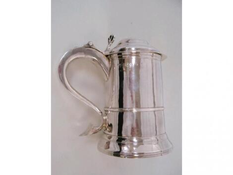 A George III silver lidded tankard by John Langlands I & John Robertson I