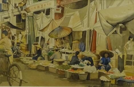 R.S. Hunt (20thC). Oriental street scene