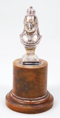 A Victorian silver bust of Queen Victoria