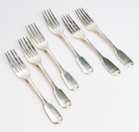 A set of six Victorian silver entree forks