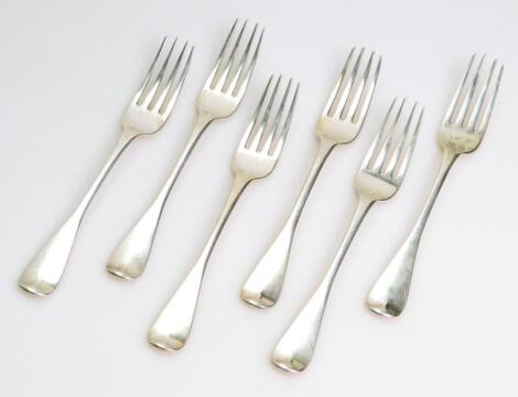 A set of six Victorian silver entree forks