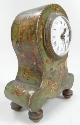 A late 19thC French Japanned balloon mantel clock - 2