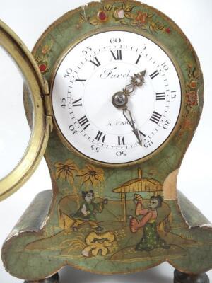 A late 19thC French Japanned balloon mantel clock - 4
