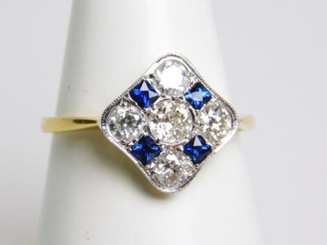 An 18ct gold sapphire and diamond ring