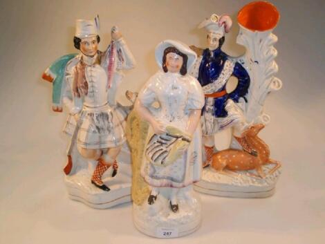 A 19thC Staffordshire pottery figure of a fisherwoman