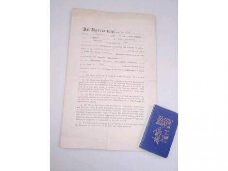 A 1948 Association Football Agreement for hire of a player between Doncaster