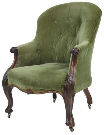 A late 19thC rosewood stained armchair