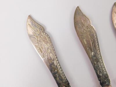 A set of six Victorian silver fish knives and forks - 2