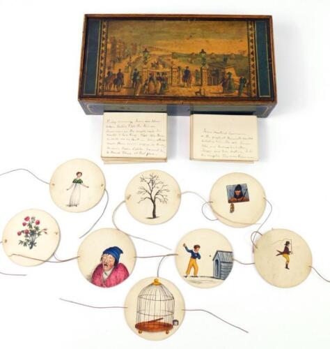 A set of eight Regency spinning optical illusion circular cards