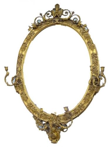 A Victorian oval girandole wall mirror