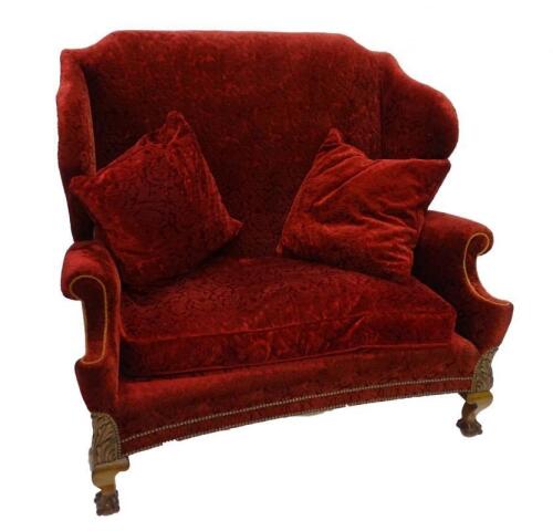 A mahogany wingback sofa in 18thC style