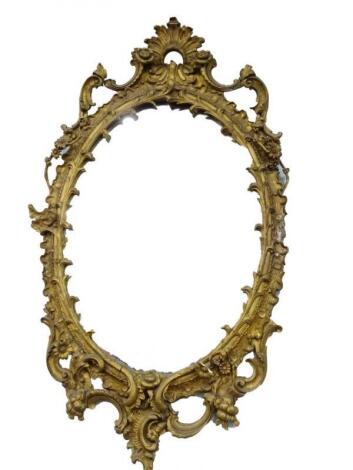 A 19thC gilt gesso oval wall mirror