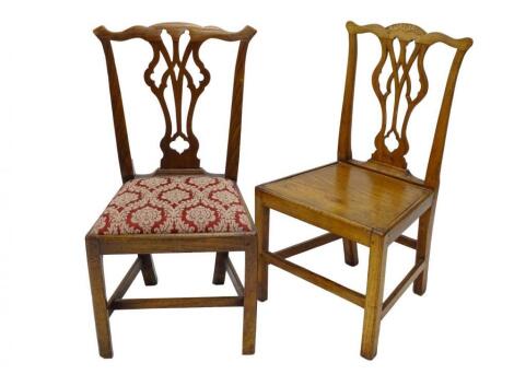 A near pair of George III oak side chairs