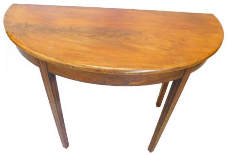 A 19thC mahogany D-shaped table