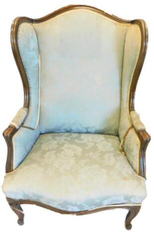 A French mahogany show-frame wing chair