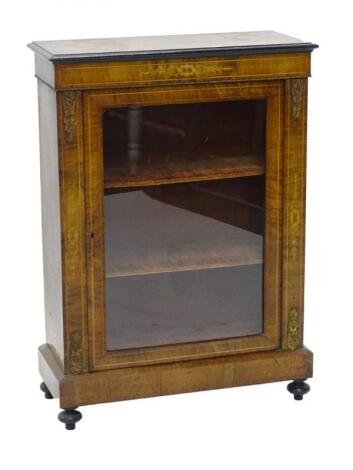 A Victorian walnut marquetry pier cabinet