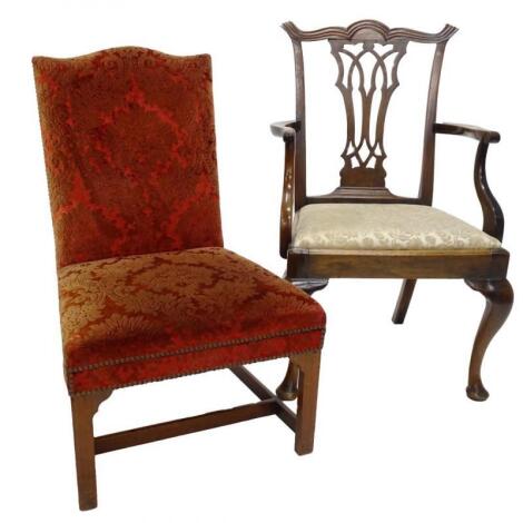 An early 19thC mahogany elbow chair