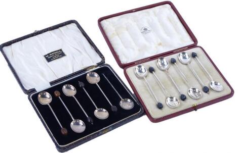 An Edward VII set of six silver coffee bean spoons