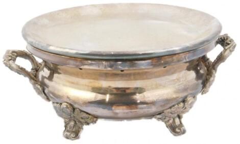 A Continental late 19thC silver plated food warmer