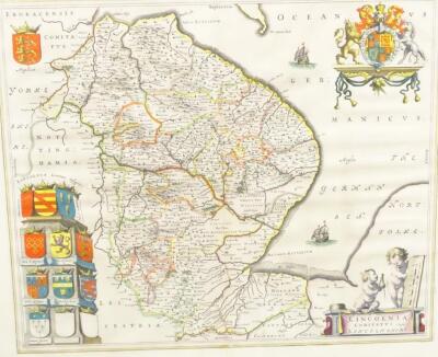 After J Blaeu. A county map of Lincolnshire