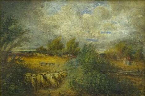 19thC British School. Rural landscape with sheep