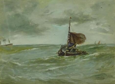 Edwin Hayes (1819-1904). Fishing boat in stormy seas