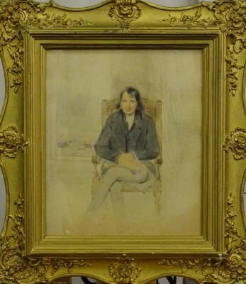 E Hastings (19thC). Gentleman seated - 2