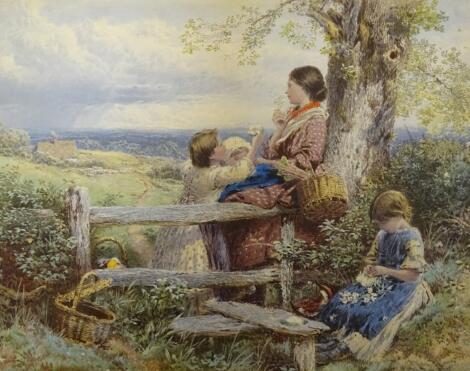 19thC British School. Courting scene with mother and daughters