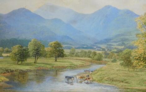 S Bourne (19thC). Cattle at waters edge