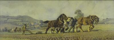 19thC British School. Working horses ploughing