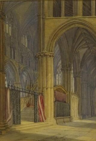 19thC British School. Lincoln Cathedral interior