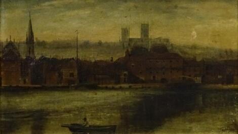 19thC British School. Lincoln Cathedral from The Brayford