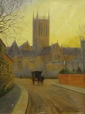 Alfred Ernest White (1873-1953). Lincoln Cathedral from Northgate