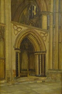 19thC British School. Lincoln Cathedral interior