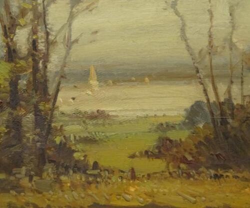 Herbert Rollett (1872-1932). Coastal scene with sailing boats